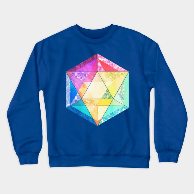 Retro Rainbow Patchwork Hexagon Crewneck Sweatshirt by micklyn